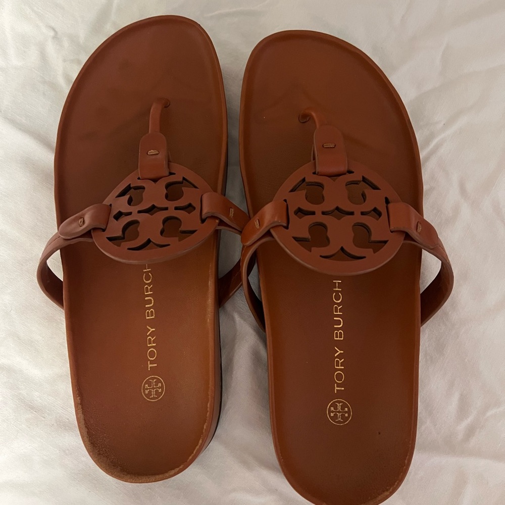 Tory Burch Miller Cloud Tan Leather Sandals size 9 (worn once)